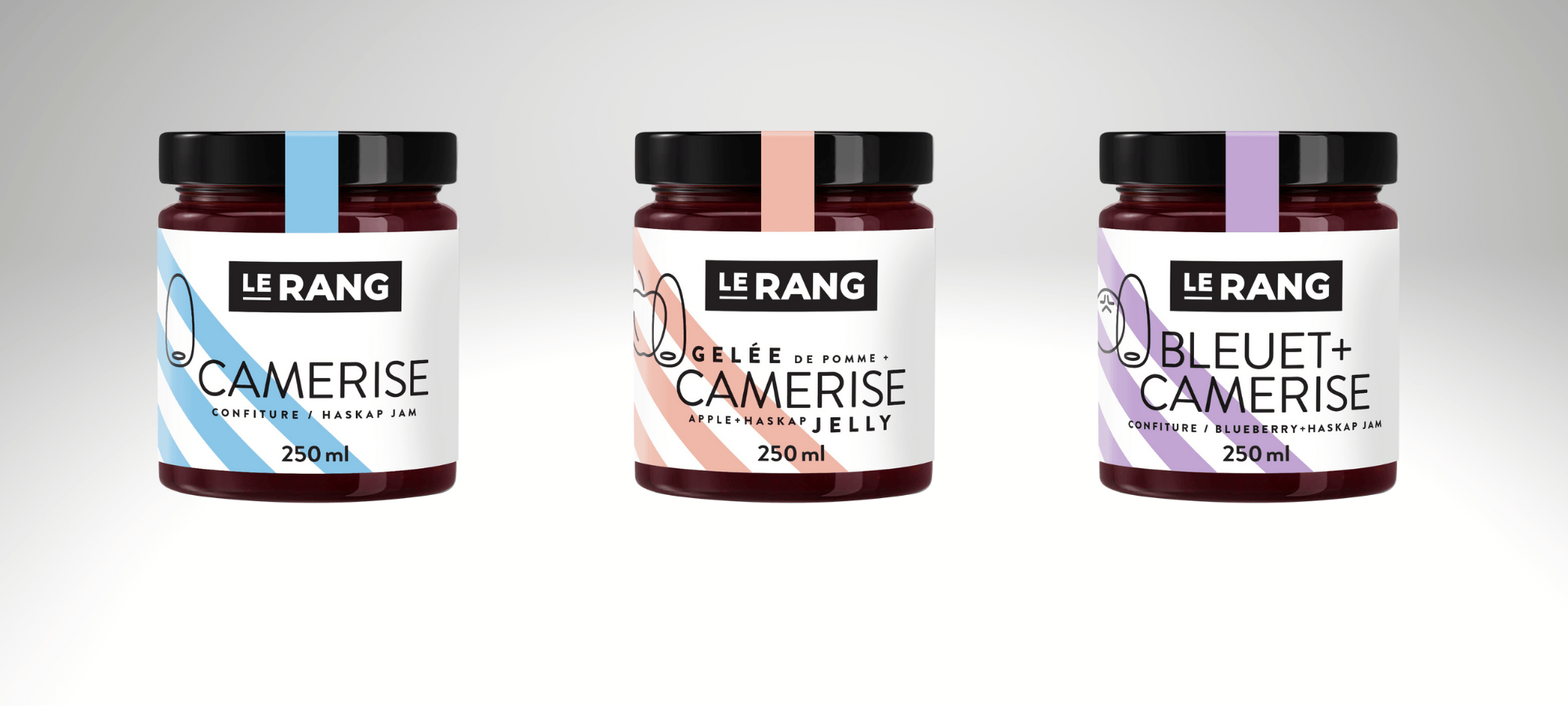 Pots de confitures et de gelées confectionnées par Le Rang.